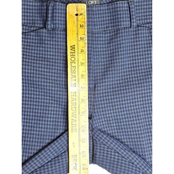 Loft Marisa Skinny Houndstooth Pants Size 10 Blue & Black Cotton Blend - Picture 6 of 10